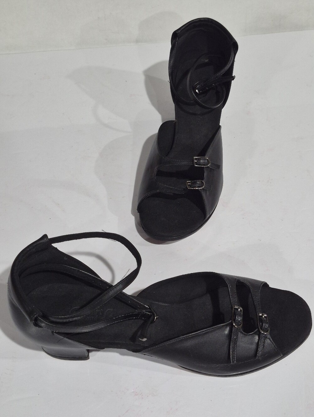 Classic Women's Black Open-Toe Ankle-Strap Swing Salsa Ballroom Dance Shoes